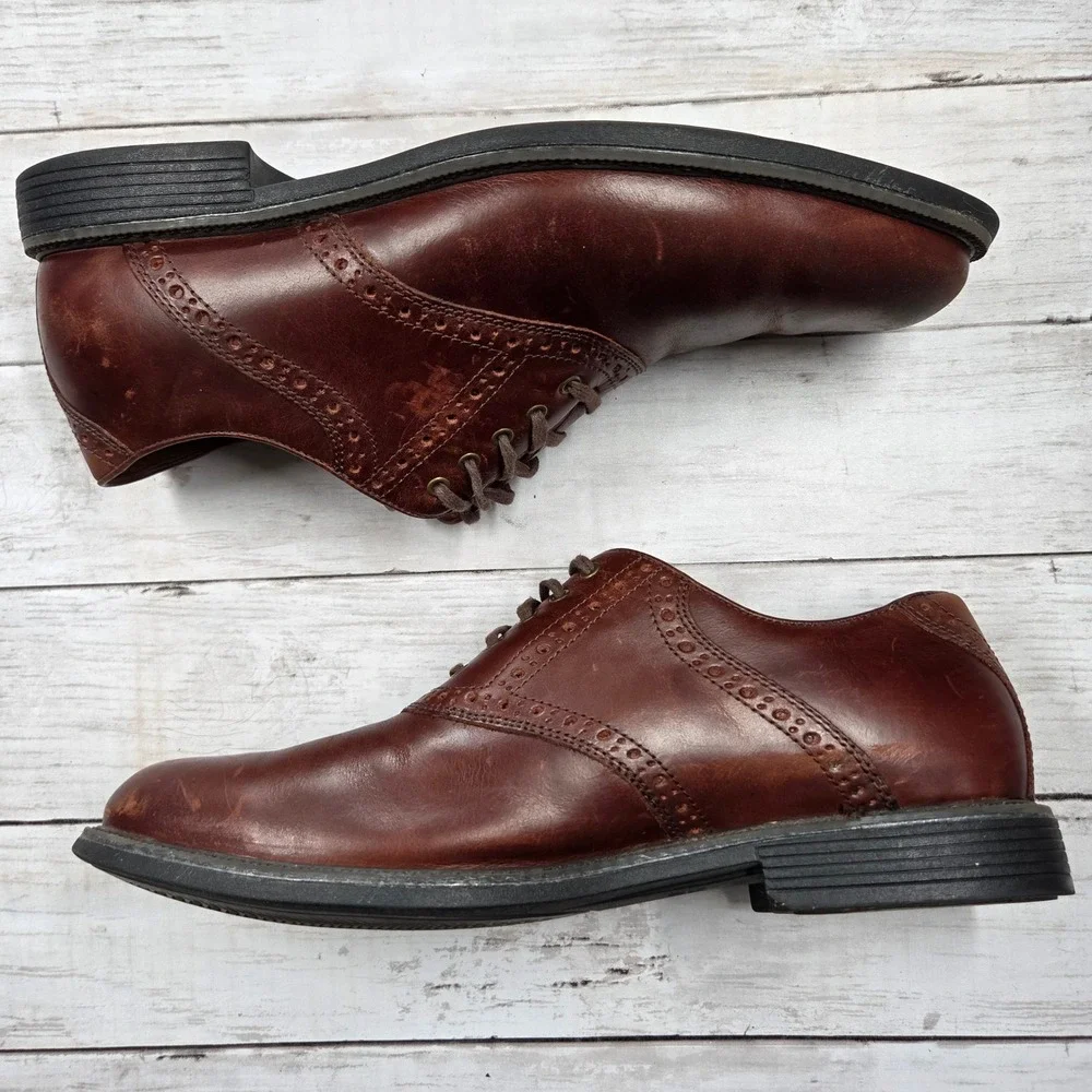 Johnston & Murphy Oxford Mens 10M Brown XC4 Waterproof Saddle Brogue‎ Leather